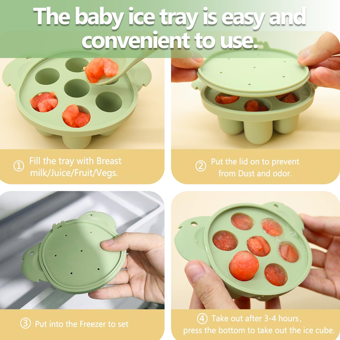 Baby Teething Relief Toys, Baby Fruit/Fresh Food Feeder With Breastmilk Popsicle Molds & Baby Teether Combo Food Grade Silicon F