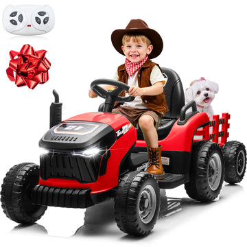 Joyracer 24V Ride On Tractor For Kids, Ride On Toys W/400W Motors, Tiltable & Detachable Trailer, Adjustable Seat, Bluetooth, Mu