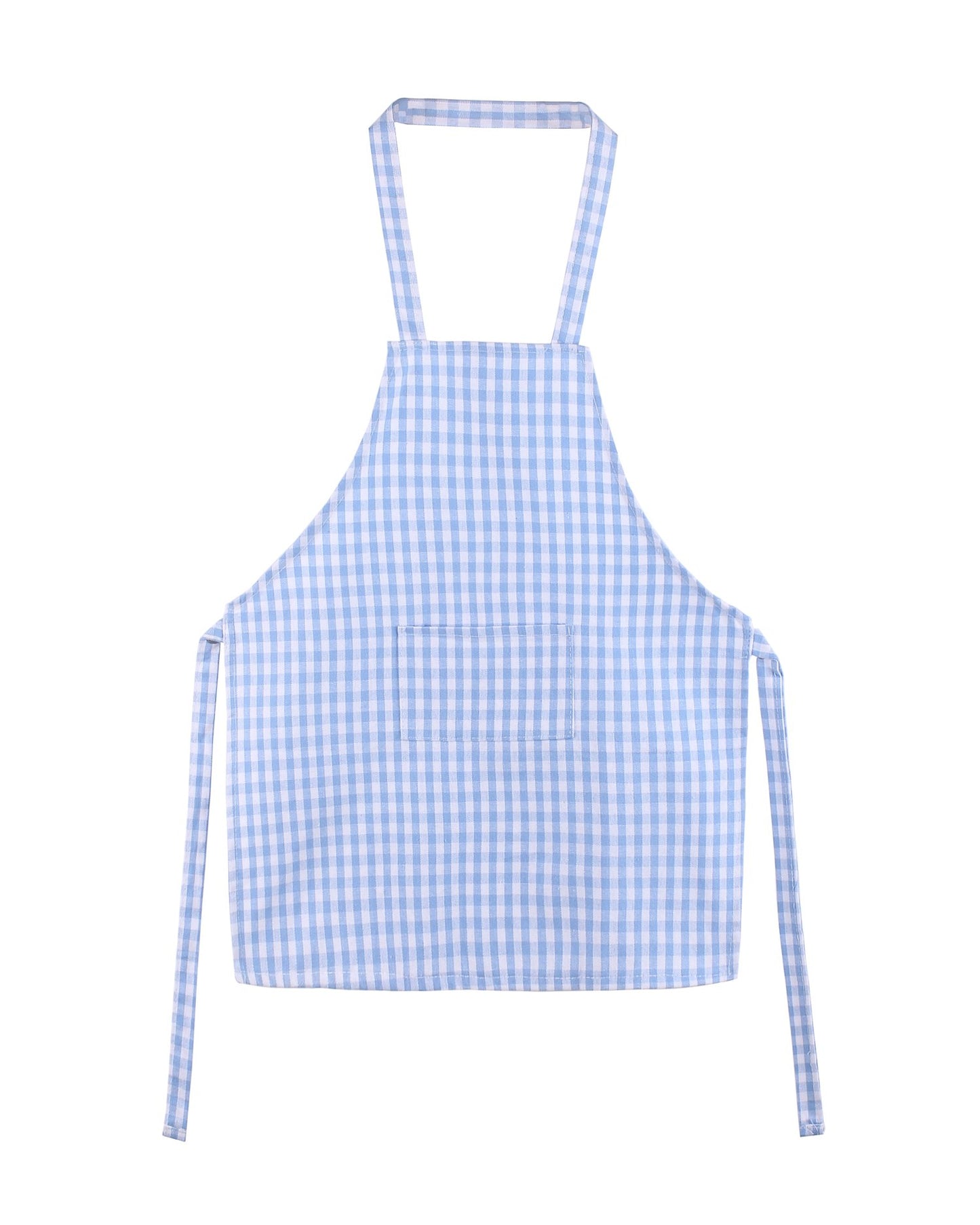 Jennice House Kids Aprons, Children'S Artists Aprons Pure Cotton Gingham Aprons With Pocket And Adjustable Neck Strap, Painting Apron, Baby Chef Apron Party Aprons (Blue, S)