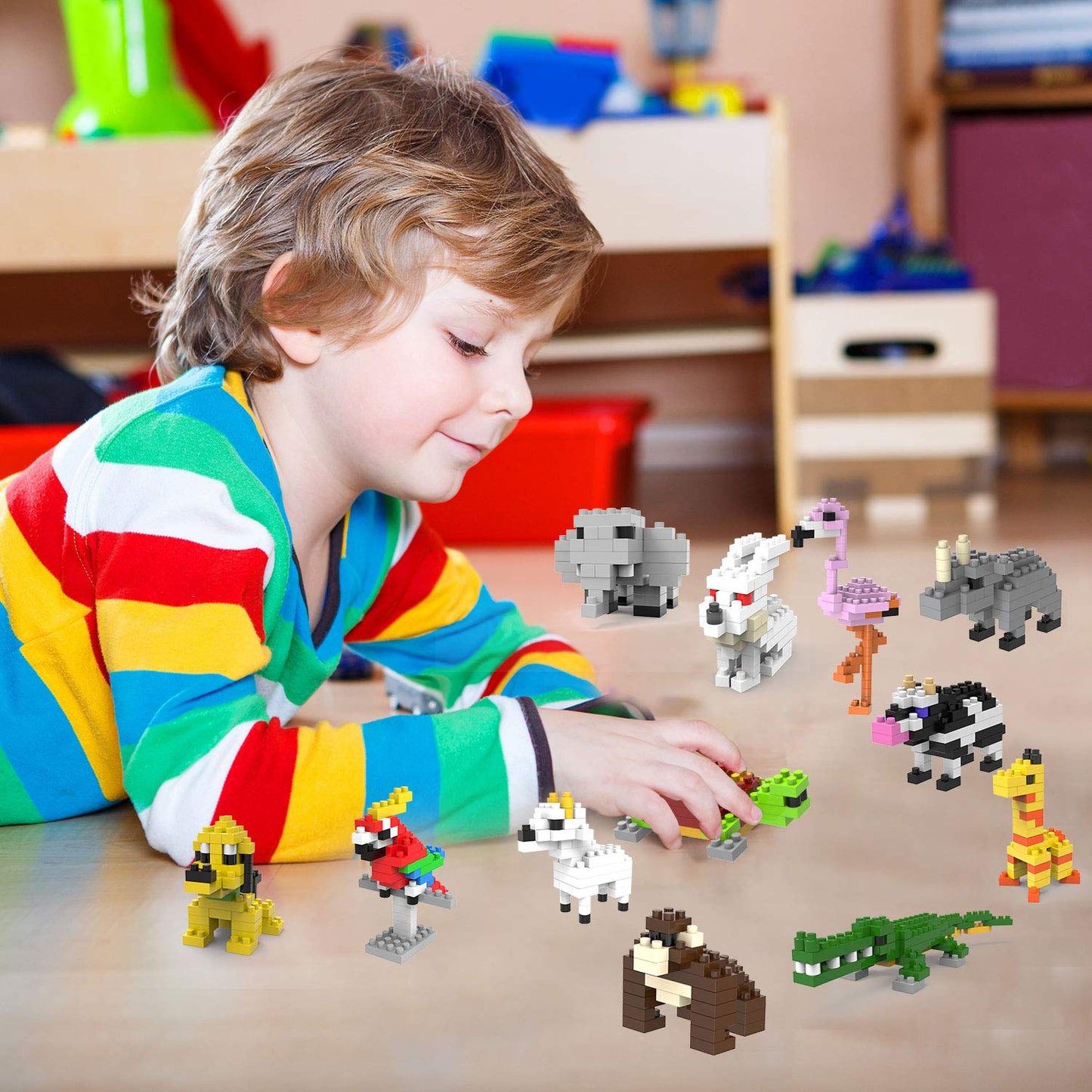 Jellydog Toy Mini Building Blocks Animals,Party Favors For Kids,12 In 1 Stem Toys Building Sets, Assorted Mini Animals Building