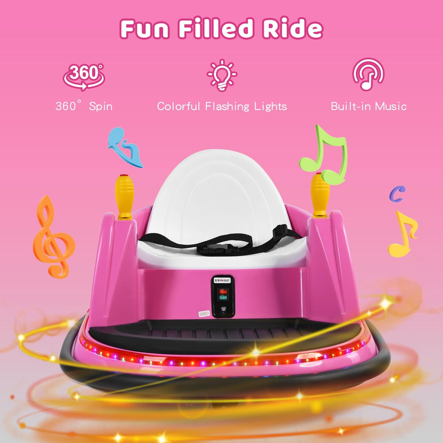Honey Joy 12V Toddler Bumper Car, Battery Powered Baby Ride On Bumper Car, Dual Joysticks, Flashing Led Light & 360 Degree Spin, Electric Vehicle Ride On Toys W/Remote Control, Gift For Boys Girls
