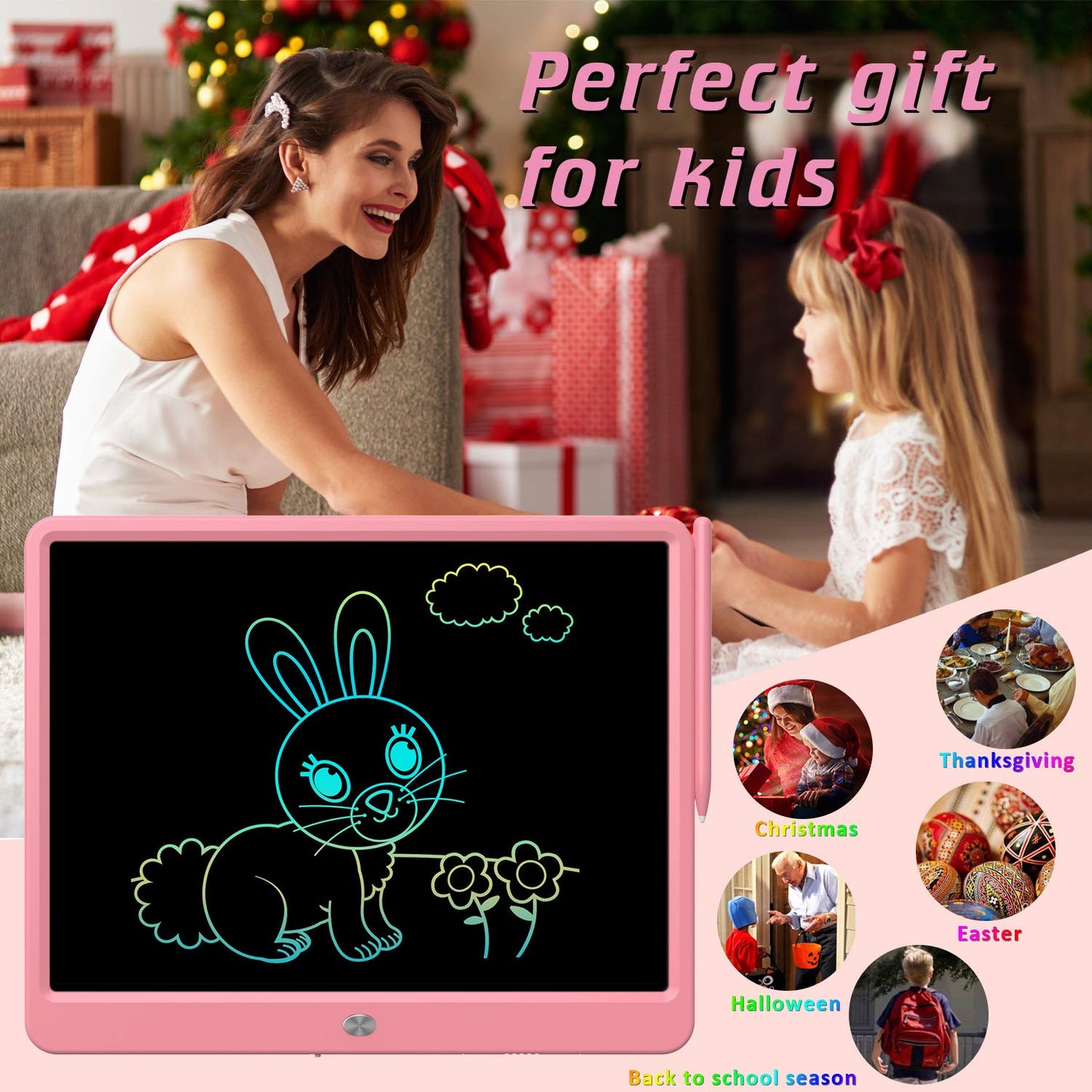 Flueston Lcd Writing Tablet For Kids 15 Inch Colorful Screen Etch A Sketch Drawing Pad, Kids Drawing Tablet Gifts For 3 3+ 4 5 6