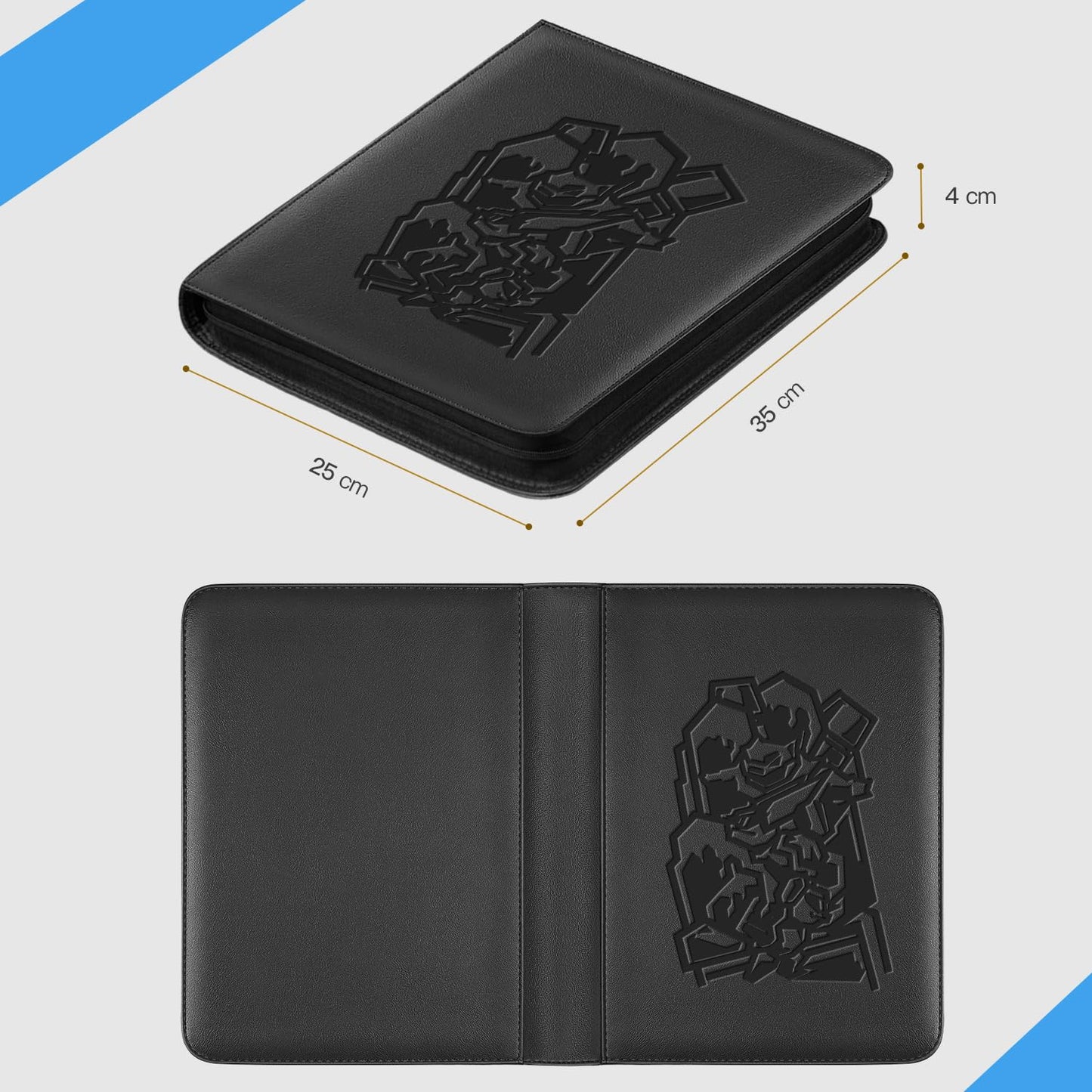 Morinbo Premium Trading Cards Binder 9-Pocket, 540-Cards Zip Binder With Side-Loading Sleeves, Exclusive Art Cover Design Card C