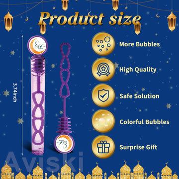 80Pcs Eid/Ramadan Mubarak Bubble Wands, Mini Bubble Wands for Eid Party Favors, Islamic Gift Toys for Girls Boys Kids Toddler Ad