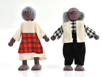 Jzszera Wooden Dollhouse People Of 7 Pcs Family Figures With 2 Pets (Dog And Cat) For Girls Toddler Kids Dollhouse Accessories Toy