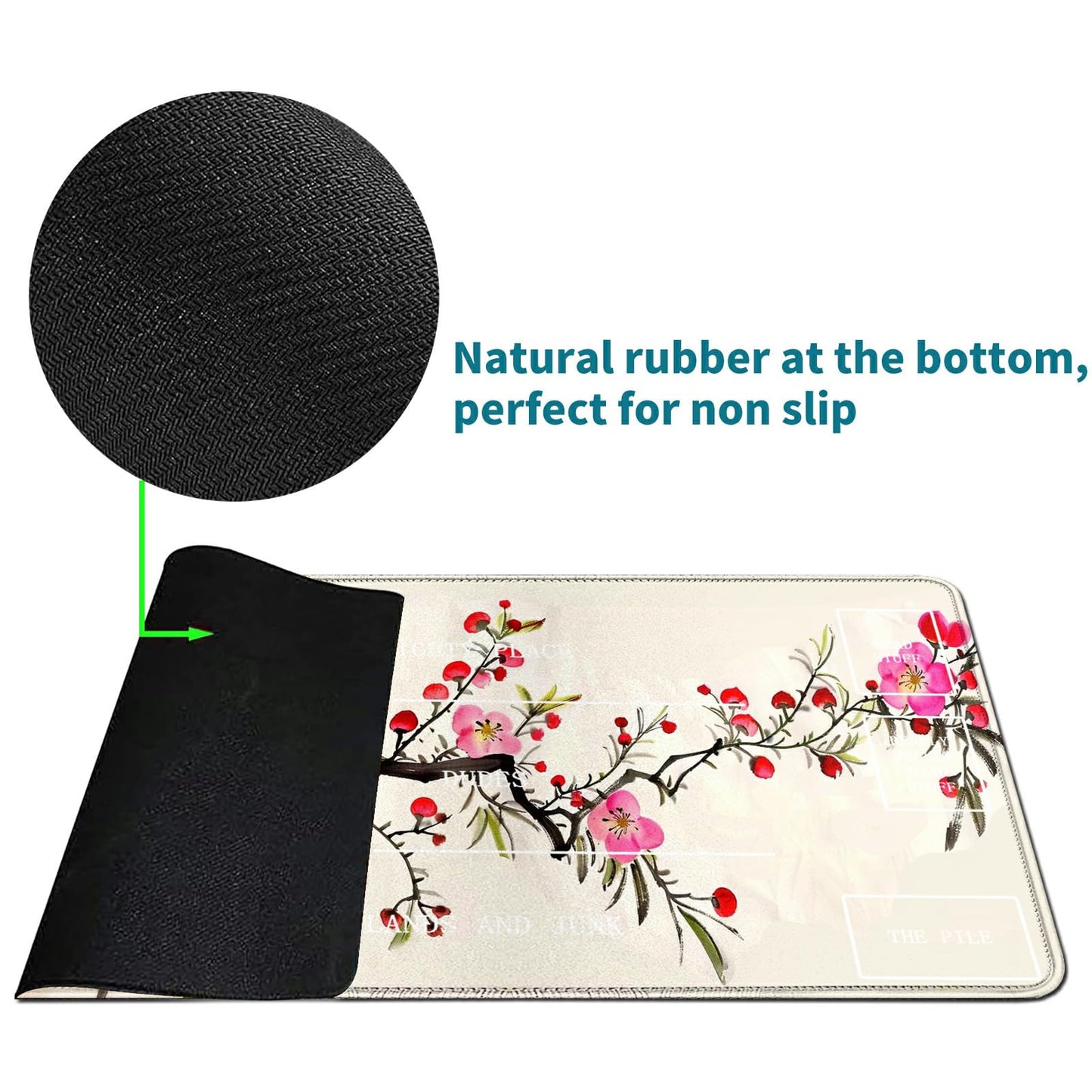 RWUTYTIUL Plum Bird Card Playmat 24 X 14 Inch with Tube Bag, Card Gameplay Playmat with Zones Commander Deck Board MTG RPG CCG T