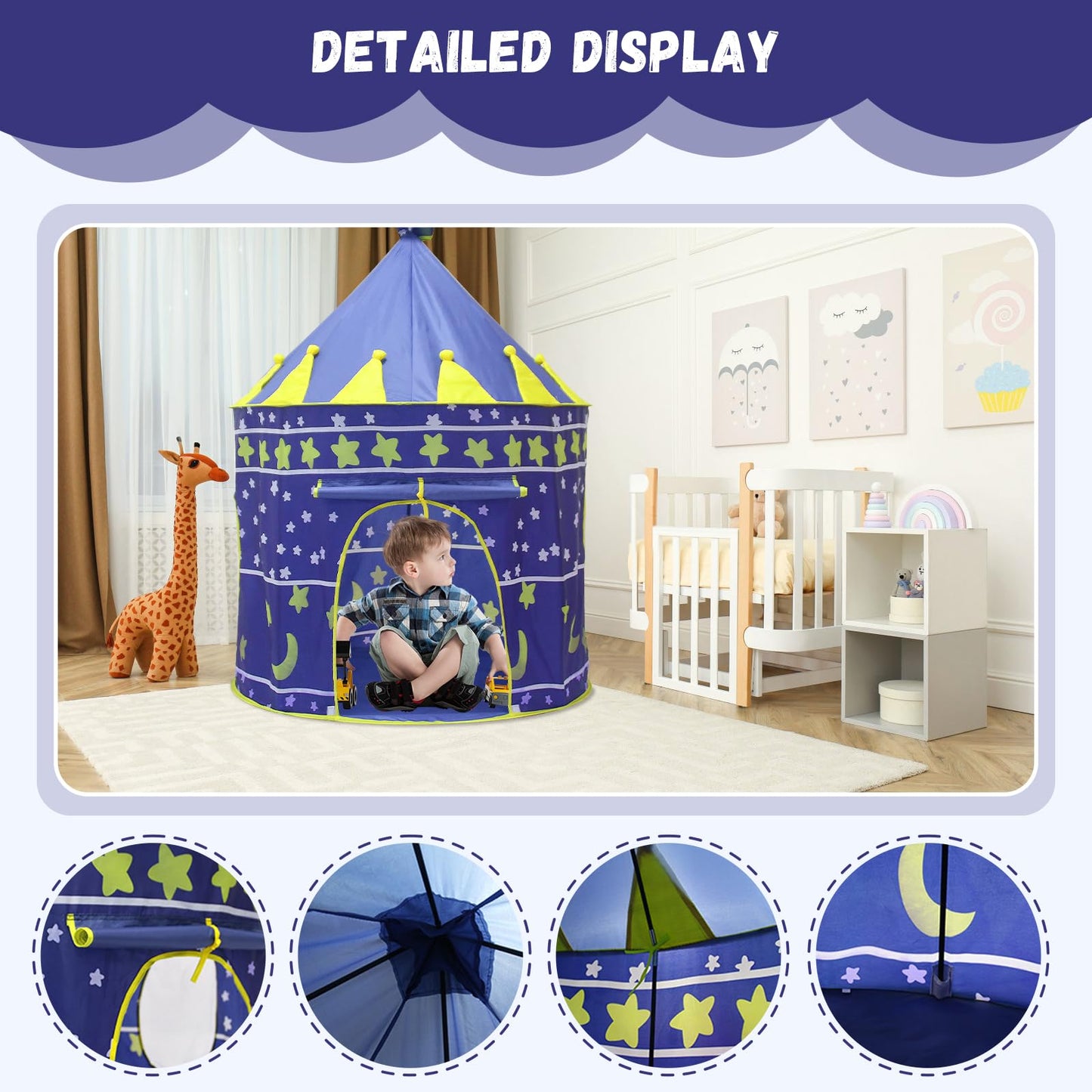 Prince Tent Boys Large Playhouse Kids Castle Play Tent Toy For Children Indoor And Outdoor Games, 53'' X 42'' (Hxd)