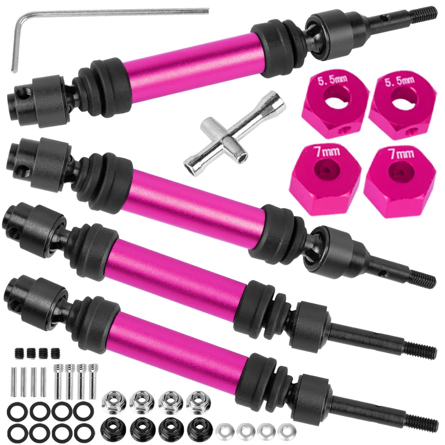 BRCatWPark Drive Shaft Axles Upgrades Part for 1/10 Slash 4X4 VXL/Rustler 4X4 VXL/Stampede 4WD VXL,RC Steel #45 Front & Rear 4Pc