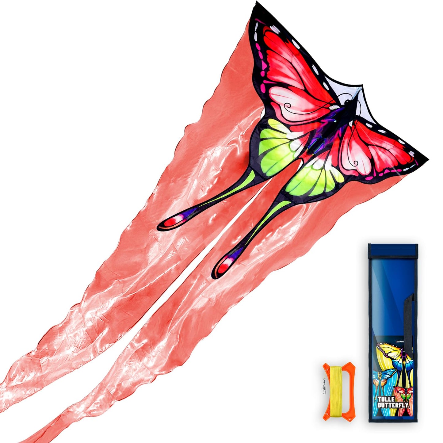 SGftre Red Tulle Butterfly Kite for Kids & Adults