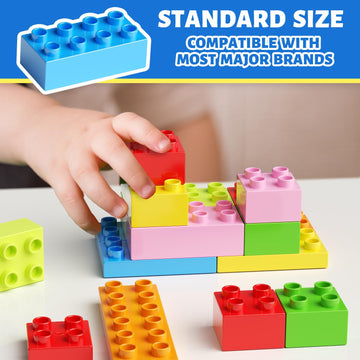 Burgkidz Classic Big Building Blocks With Storage Box, Large Toddler Blocks, Compatible With Most Major Brands, Stem Toy Gift Big Brick, Building Bricks For Toddlers 3-5, Kids Blocks For All Ages