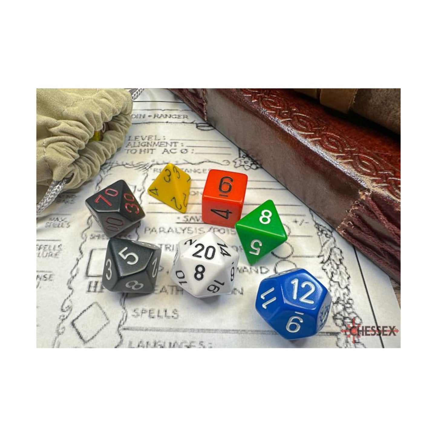 Nostalgia Gm Opaque Dice With Numbers 16Mm (5/8In) Set Of 7 Dice Chessex