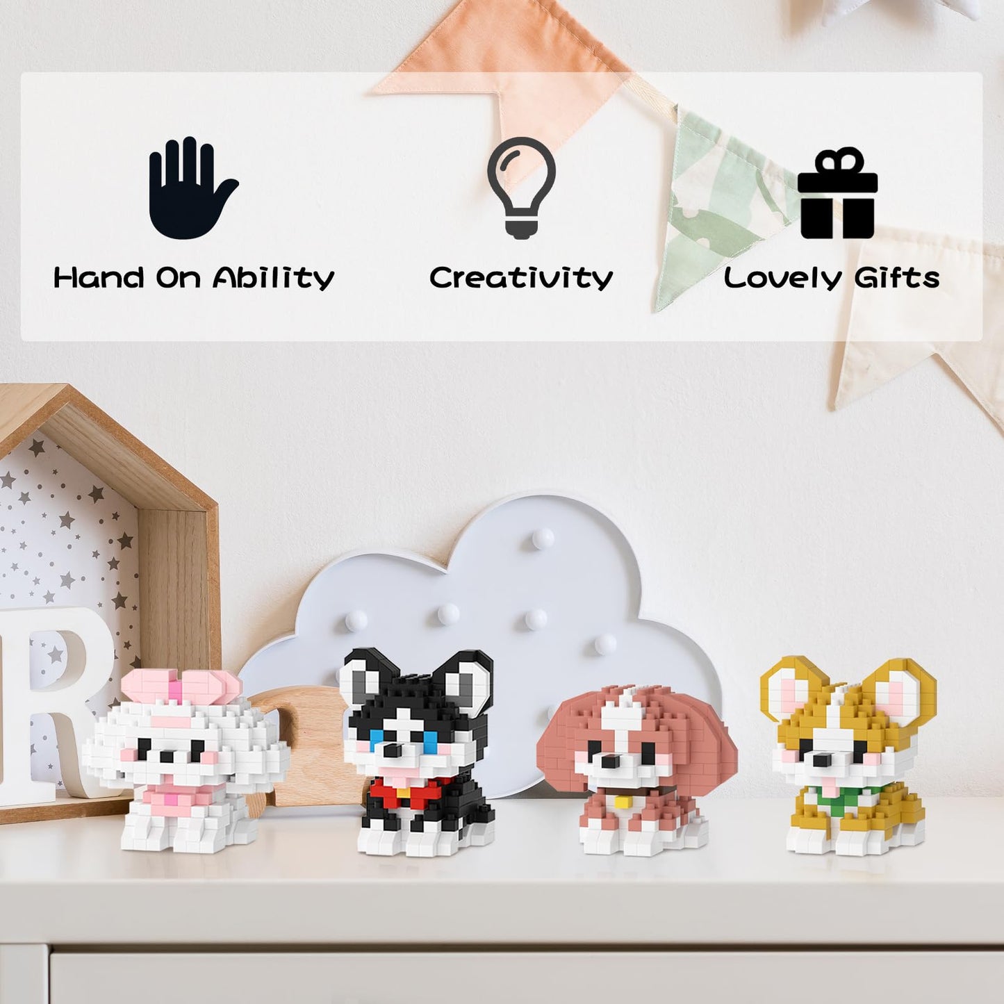 Scosloo Micro Mini Building Blocks Dog Series, Animals Model Toy Party Favors For Kids, Creative Building Blocks Toys, Birthday