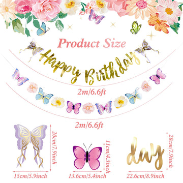 Sunbeauty Butterfly Happy Birthday Banner Butterfly Birthday Party Decoration Garden Party Decorations Fairy Party Decoration Sp