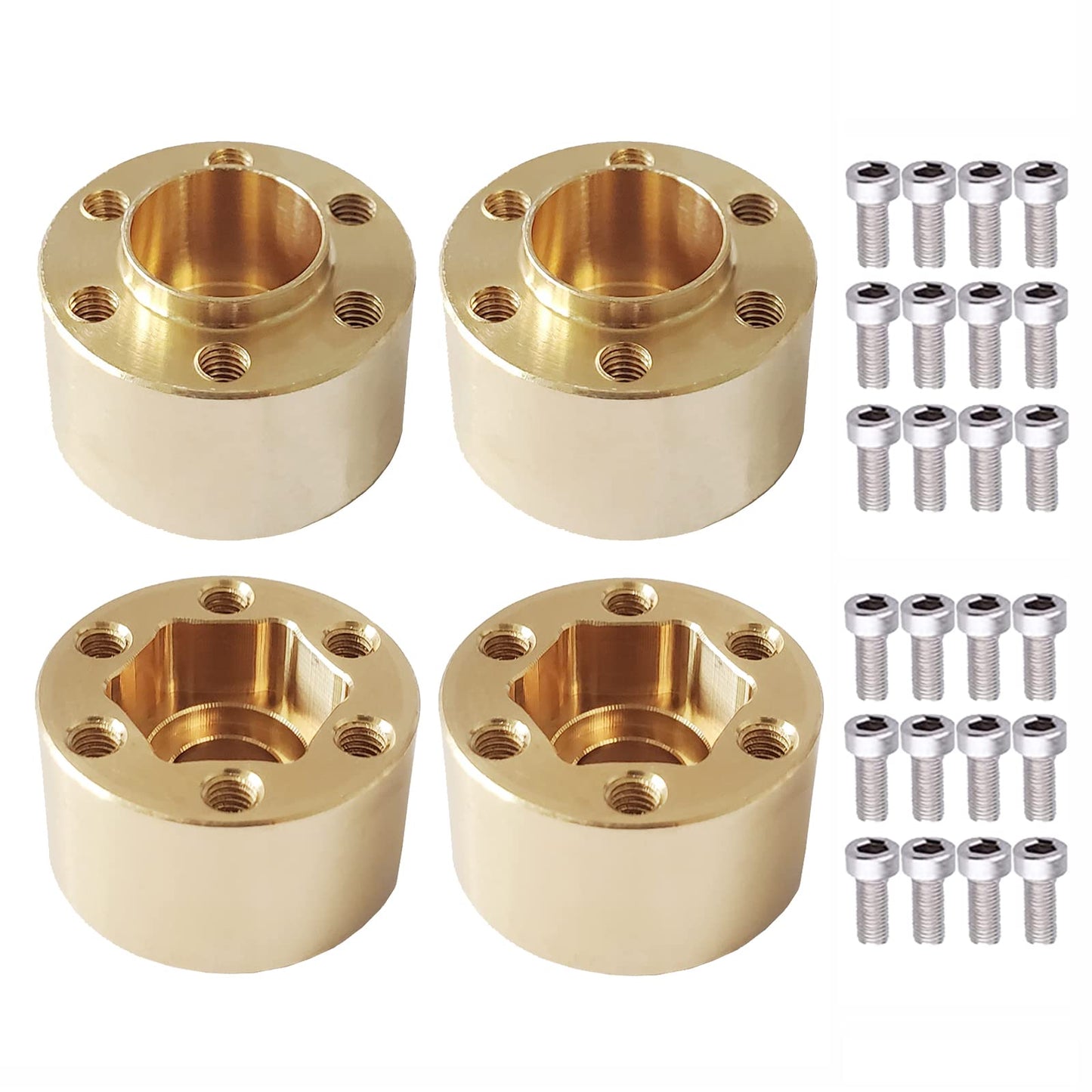 AMOGOT 4Pcs Brass Weights RC 12mm Hex Wheel Hub Adapters for 1.9/2.2inch Beadlock Wheel Rim Widen Adapter Axial Scx10 90046 Trx4