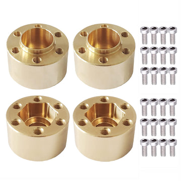 AMOGOT 4Pcs Brass Weights RC 12mm Hex Wheel Hub Adapters for 1.9/2.2inch Beadlock Wheel Rim Widen Adapter Axial Scx10 90046 Trx4
