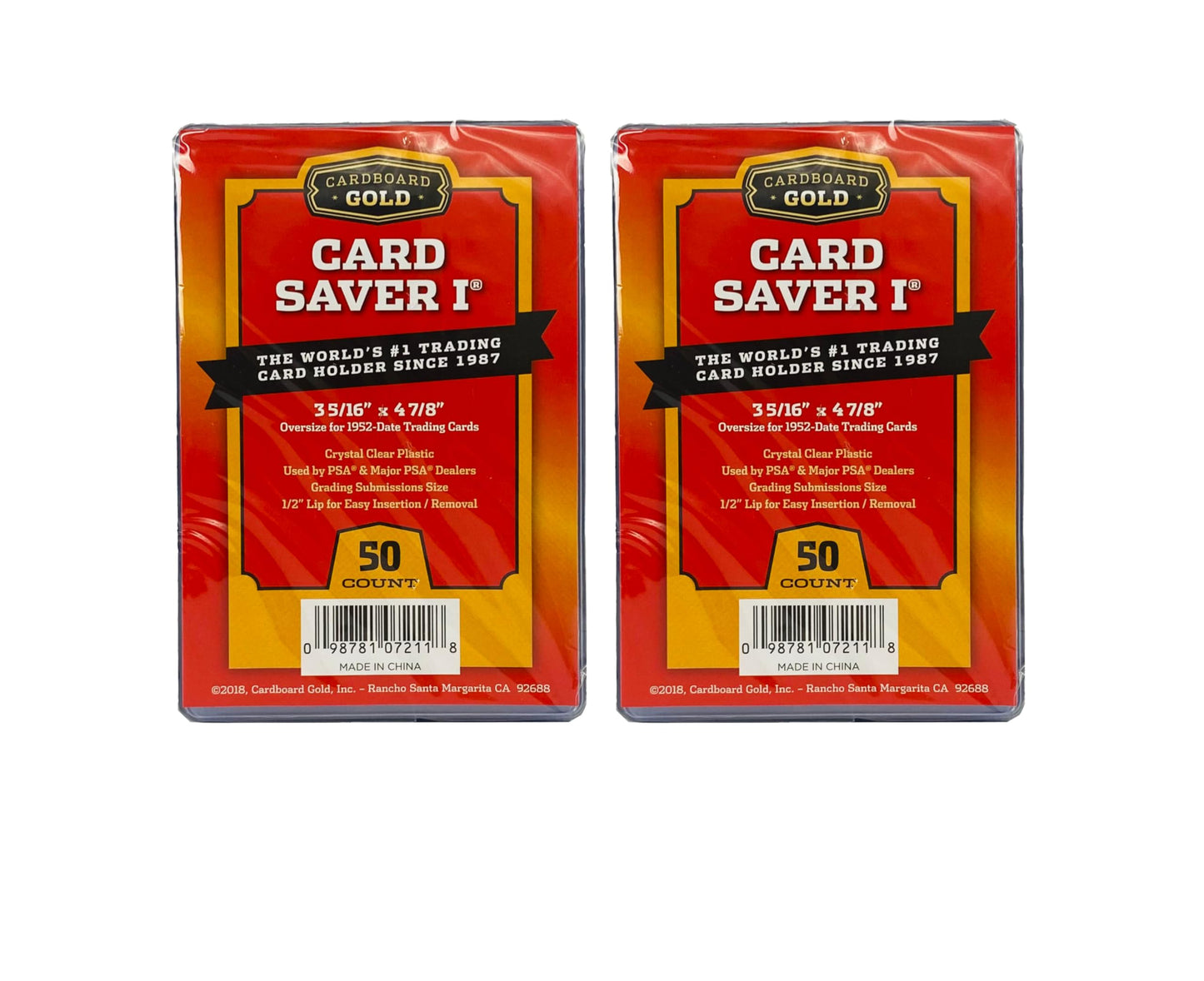 Cardboard Gold Card Saver 1 - enhanced Trading Card Holders Ideal for PSA & BGS Grading Archival Safe Storage 50ct Pack - Fits Baseball Sports Cards & More