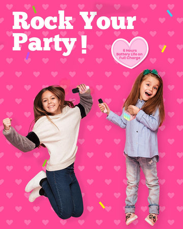 Verkb Kids Karaoke Machine, Kids Toys Birthday Gift For Girls, Mini Portable Bluetooth Speaker With 2 Wireless Microphone For Gi