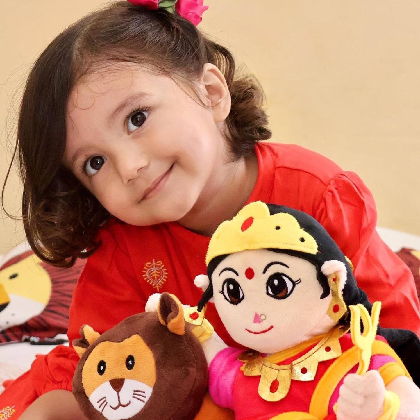 PandaS Box Mantra Chanting Devi Durga (26 Cm) | Musical Soft Plush Toy | Best Gift For Infants, Toddlers & Babies