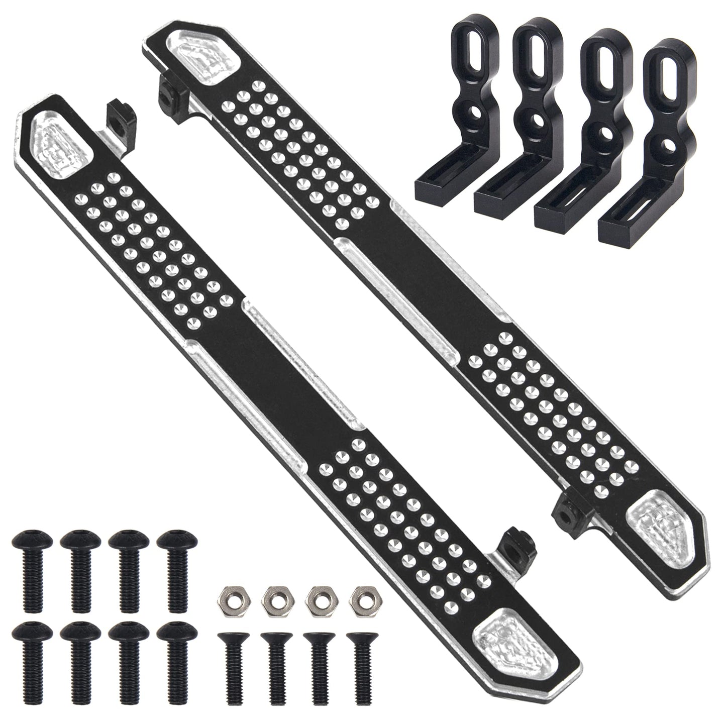 Vgoohobby Aluminum Side Pedal Step Foot-Plate Pedal Running Board Compatible With Traxxas Trx4 Defender Bronco 1/10 Rc Crawler C