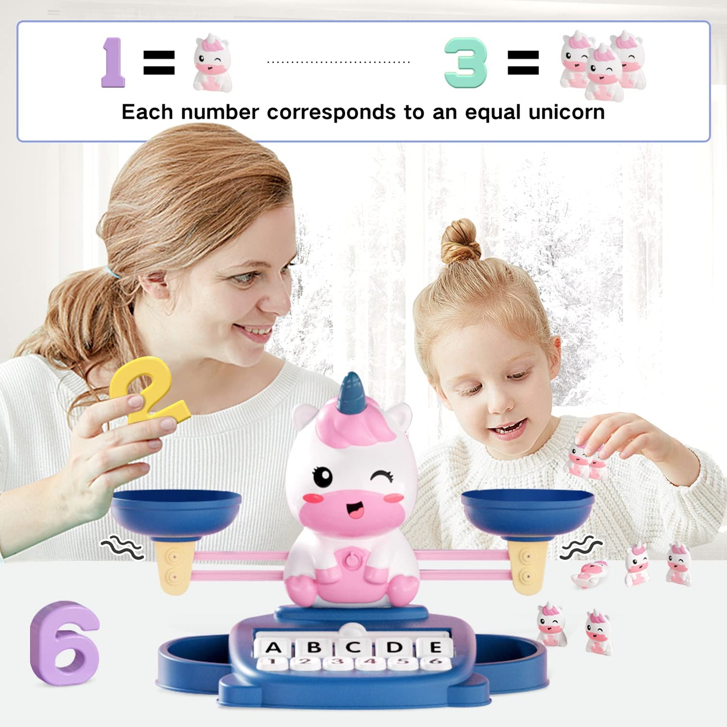 Hopeeye Unicorns Kindergarten Preschool Learning Activities Math Counting Matching Letter Toys - Toddler Educational Toys For 3