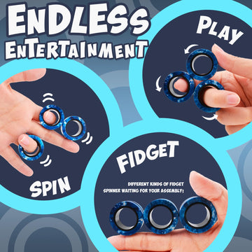 Yrissmiss Fidget Toys Adults Pack 10Pcs,Fidget Spinner with Magnetic Rings Gyro,Fidget Controller Autism Sensory Toys,ADHD Stres