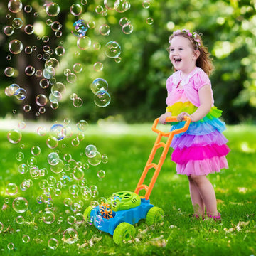 Lydaz Bubble Lawn Mower for Toddlers 1-3, Outdoor Bubble Blower Machine for 1 Year Old Boys Toy Gifts, Kids Push Summer Outside