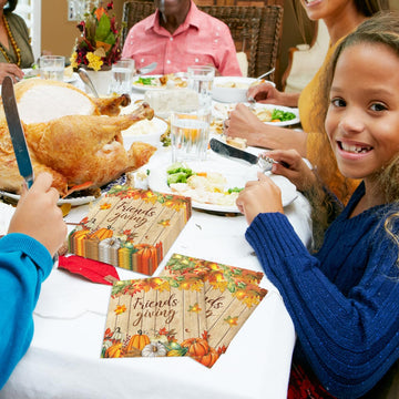 Friendsgiving Party Decorations-40Pcs Friendsgiving Napkins,Disposable Fall Maple Leaves Pumpkin Friendsgiving Paper Napkins For