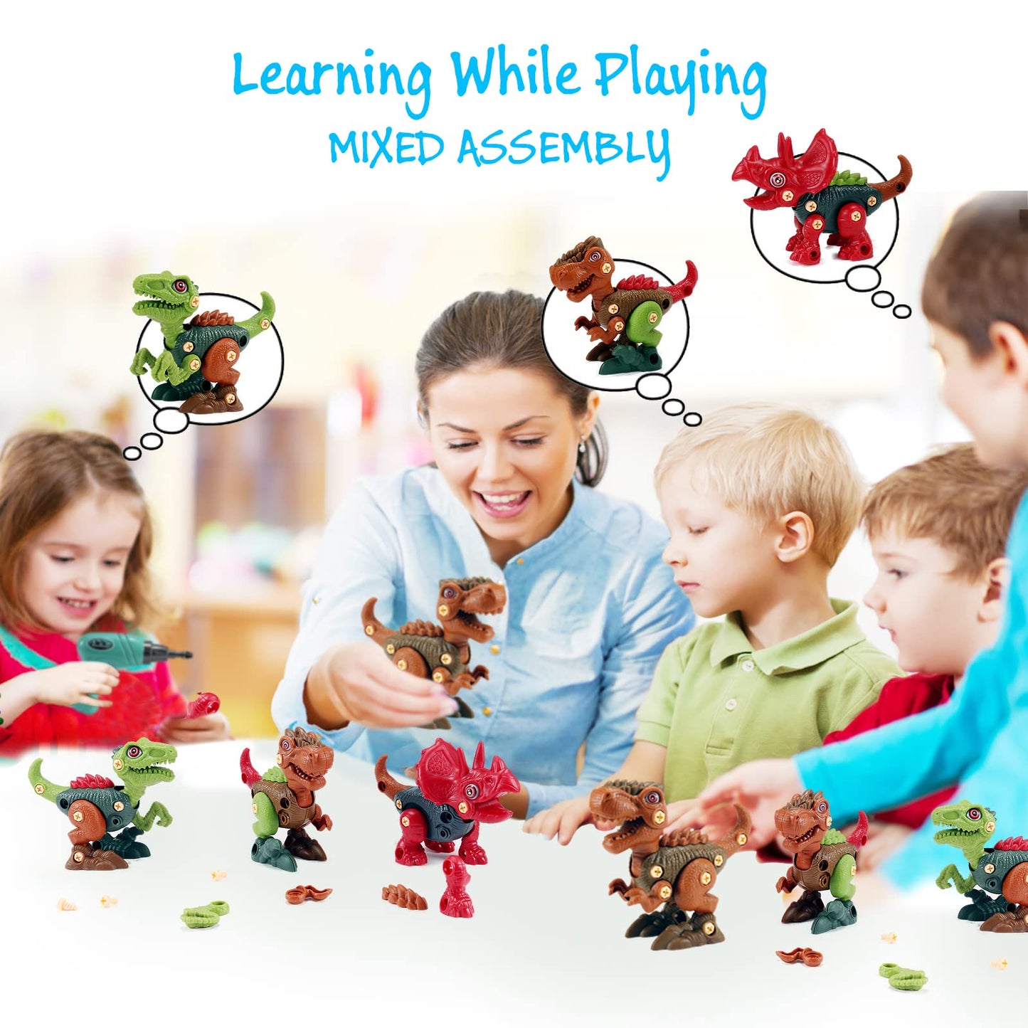 FREE TO FLY Dinosaur Toys Gifts for 3 4 5 6 7 8 Year Old Boys: Stem Dinosaur Toy for Kids 3-5 Girls Toddler Building Learning Ed