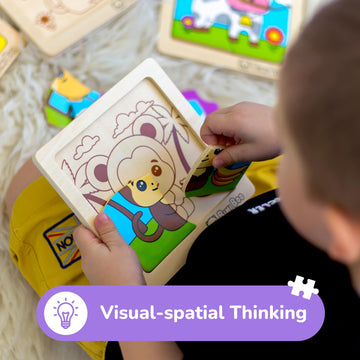 Bimi Boo 6-Sets Of Animal Themed Jigsaw Wooden Puzzles For Toddlers 1-3 - Preschooler Montessori 4-Pieces Puzzle Sets - Stem Educational Learning Wooden Toy For Babies (4 Pcs Per Set, 6 Sets)