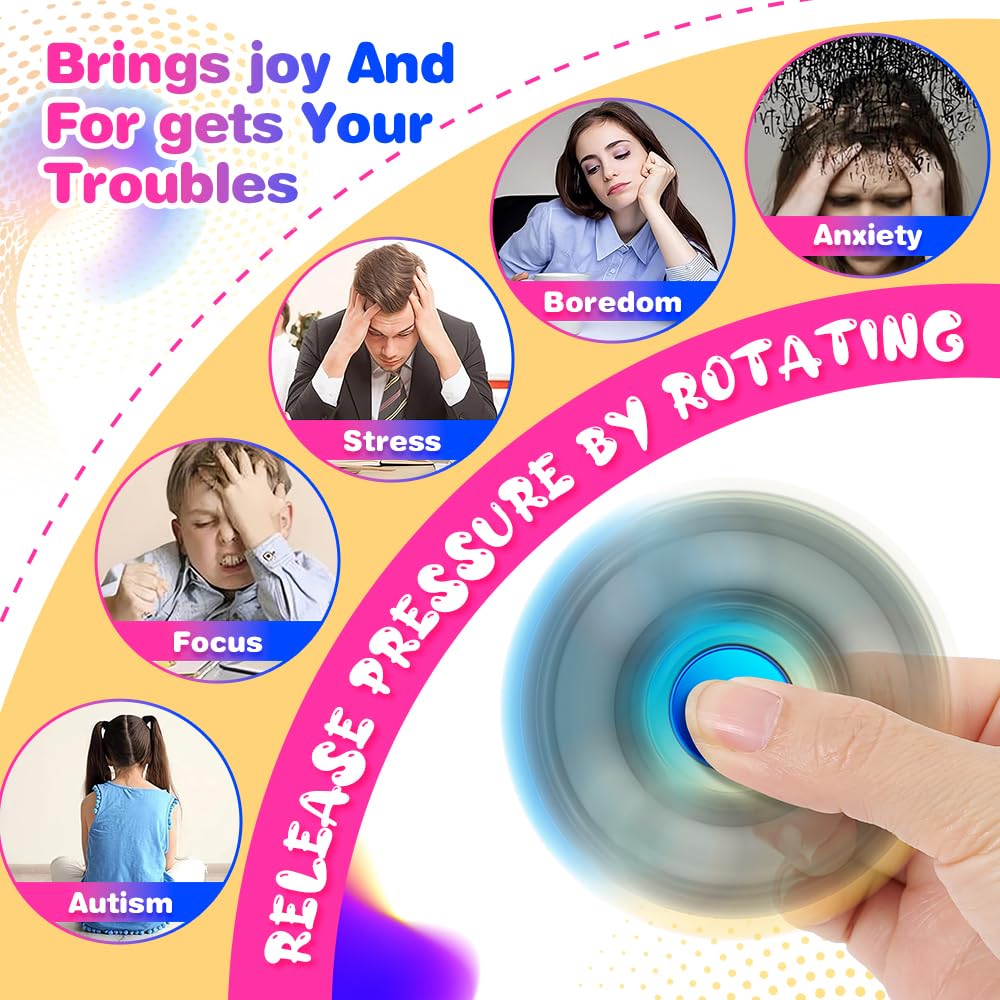 Fidget Spinner 2 Pack, Stress Reduction And Anxiety Relief Hand Spinner Ultra Stainless Steel Bearing, Best Autism Finger Spinne