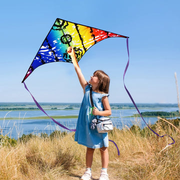Honbo Large Kites For Adults, Beginner Kite For Kids Easy To Fly, The Easiest Single Line Beach Kite, With 300Ft String Kite Handle