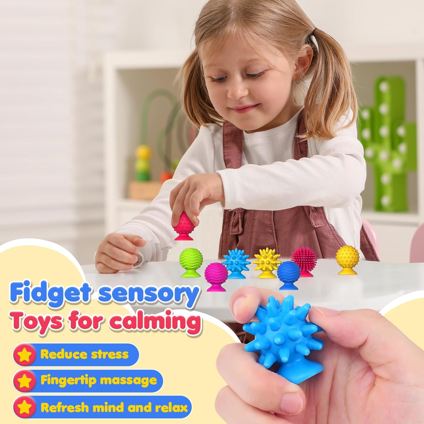 Sensory Fidget Toys Kids Adults: 16 Pack Textured Suction Toys For Autism Kids Calming - Quiet Anxiety Fidgets For Classroom - Bulk Fidgets For Classroom Prize - Easter Basket Stuffers Egg Fillers