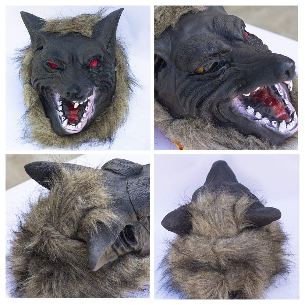Lynkaye Holloween Horror Mask Party Cosplay Costume Werewolf Dress Up Mask - Wolf Head Mask and Claws
