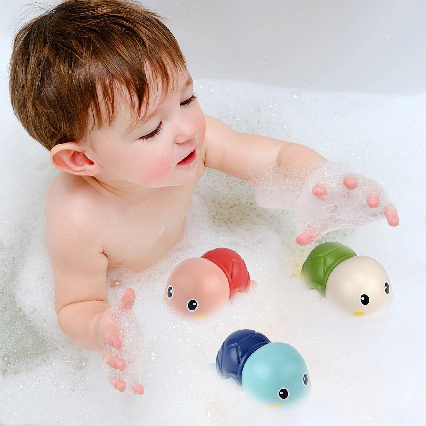 Tyjhafn Baby Bath Toys-Wind Up Turtle Bathtub Toys,Toy For Babies 6-12 Months, Mold Free Bath Toys Baby Shower Bathtime Fun Pool