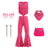 Addacos Cowgirl Costume For Girls Halloween Dress Up From Doll Movie With Accessories(Rose, 150 (10-11T))
