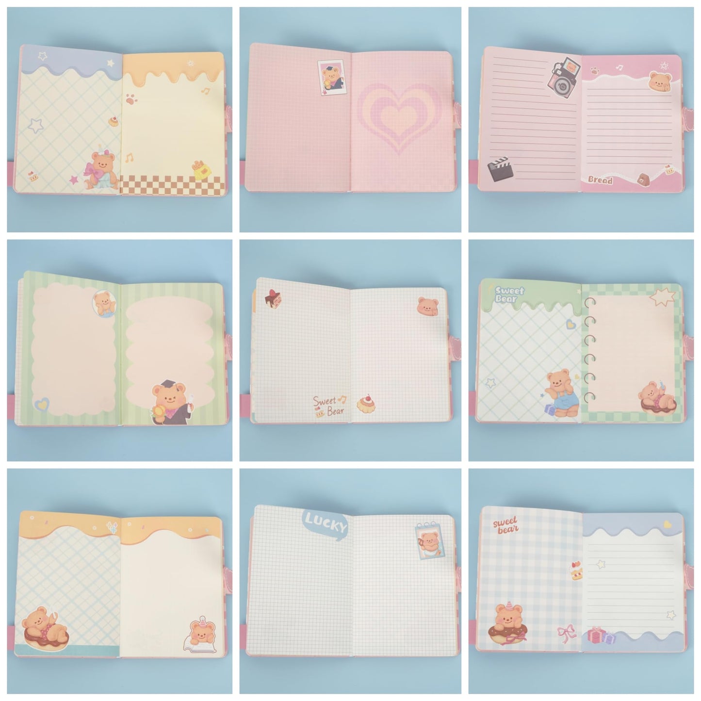 Zeph Hosea Cute Cartoon Notebook Kawaii Journal Notebook Japanese Sketchbook Leather Cover Diary Notepad Travel Notebook (Y-Pink