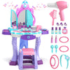 Lehoo Castle Pretend Play Kids Vanity Table And Chair Set, Girls Makeup Table With Mirror Stool Lights Music, Toddler Play Vanit