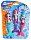 BANZAI Magical Mermaid Dolls - 3 Piece Set, 5 inches, Assorted Colors, Plastic, Model 74718