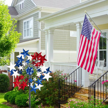 Venniy Outdoor Wind Spinner - Patriotic Metal Garden Spinners- Wind Sculptures July 4Th Decorations For Garden, Yard 54 * 12.8 I