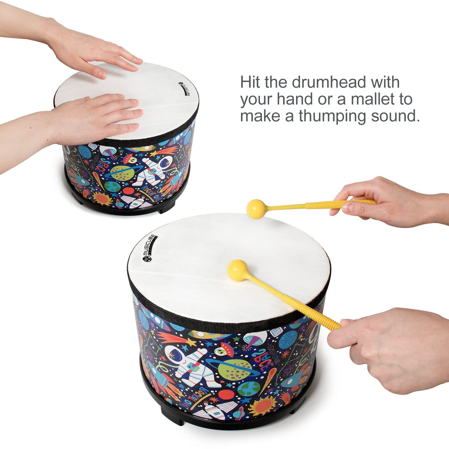 MUSICUBE Kids Drum Set - 10-inch Floor Tom with 2 Drum Sticks - Educational Musical Toys for Baby Toddler Sensory Percussion Ins