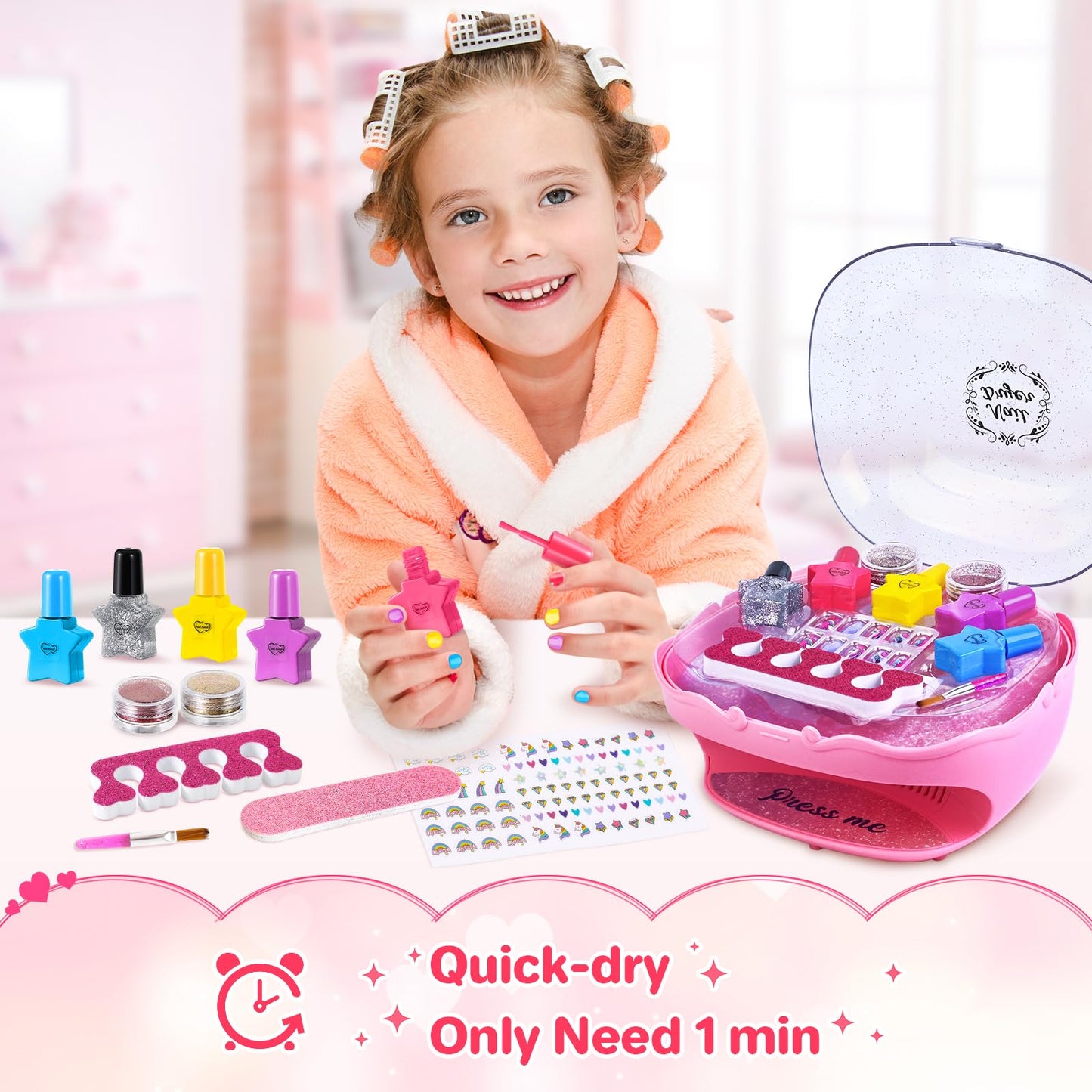 Shemira Nail Polish Kit For Girls Ages 7-12 Years Old, Nail Art Toy For Girls 5 6 7 8 9 10 11 12 Years Old, Nail Art Studio With