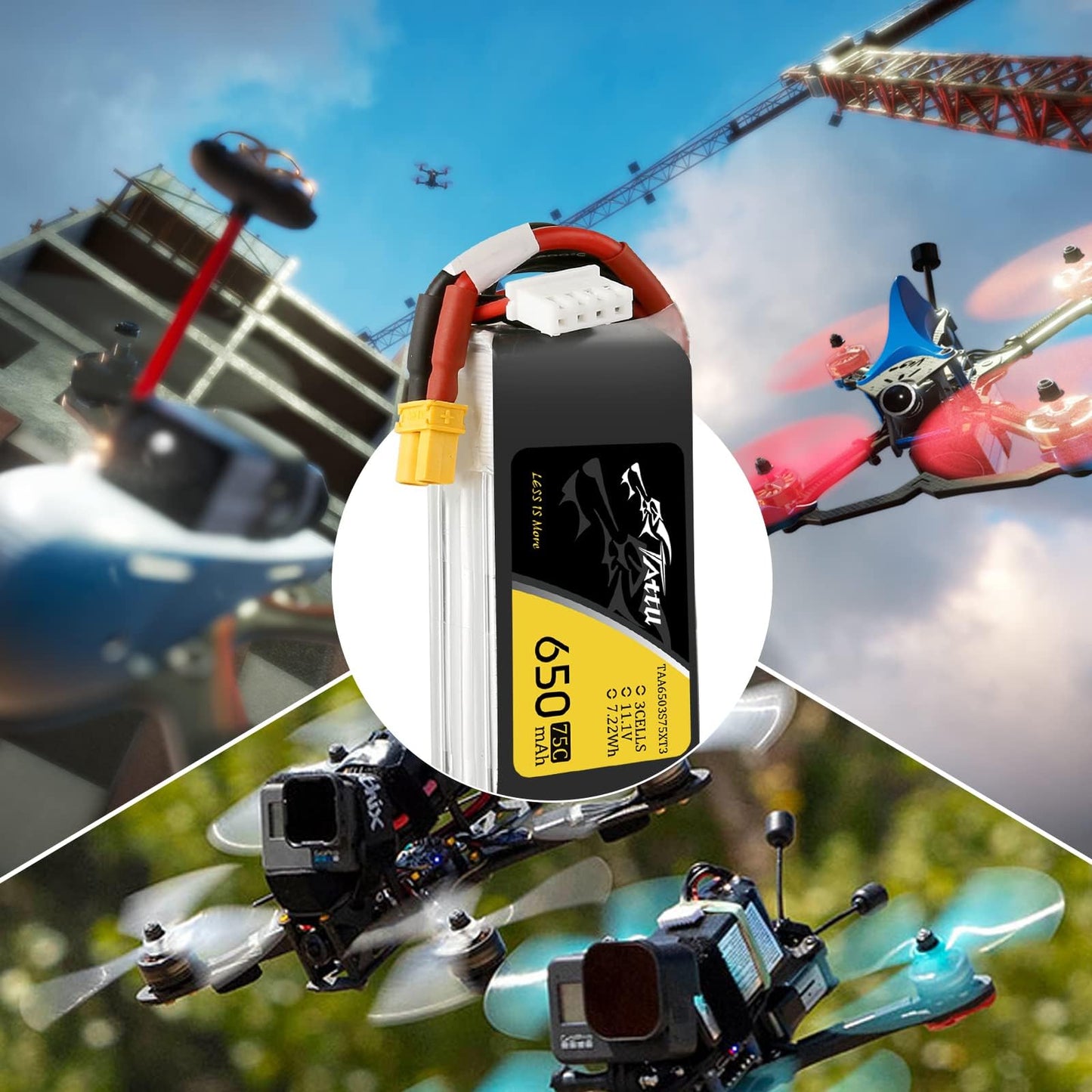 TATTU 3S1P 75C 11.1V 650mAh Lipo Battery Pack with XT30 Plug(2 Pcs)