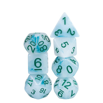 HDdais 7PCS Polyhedral Dice Set, Jade DND Dice Set for Dungeon and Dragons, D&D Dice Set for Role Playing Games (Blue White)