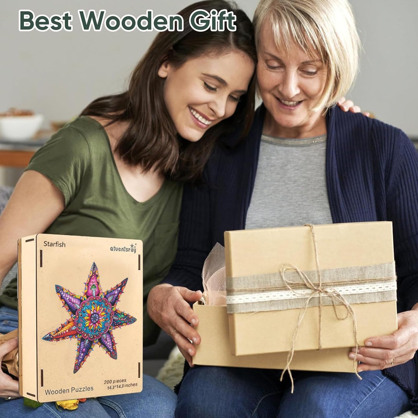Qiuenisray Wooden Puzzles for mature-themeds 500 Piece Starfish Ocean Jigsaw Puzzles Royal Unique Shape mature-themed Puzzles Irregular Wood Puzzles Creative Gift for mature-themeds and Kids Family Game (20.3x20.3 in)