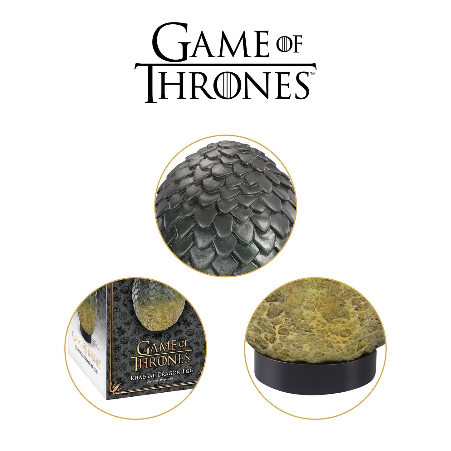 The Noble Collection Game of Thrones Rhaegal Egg - 8" Green Polyresin Model NN0029