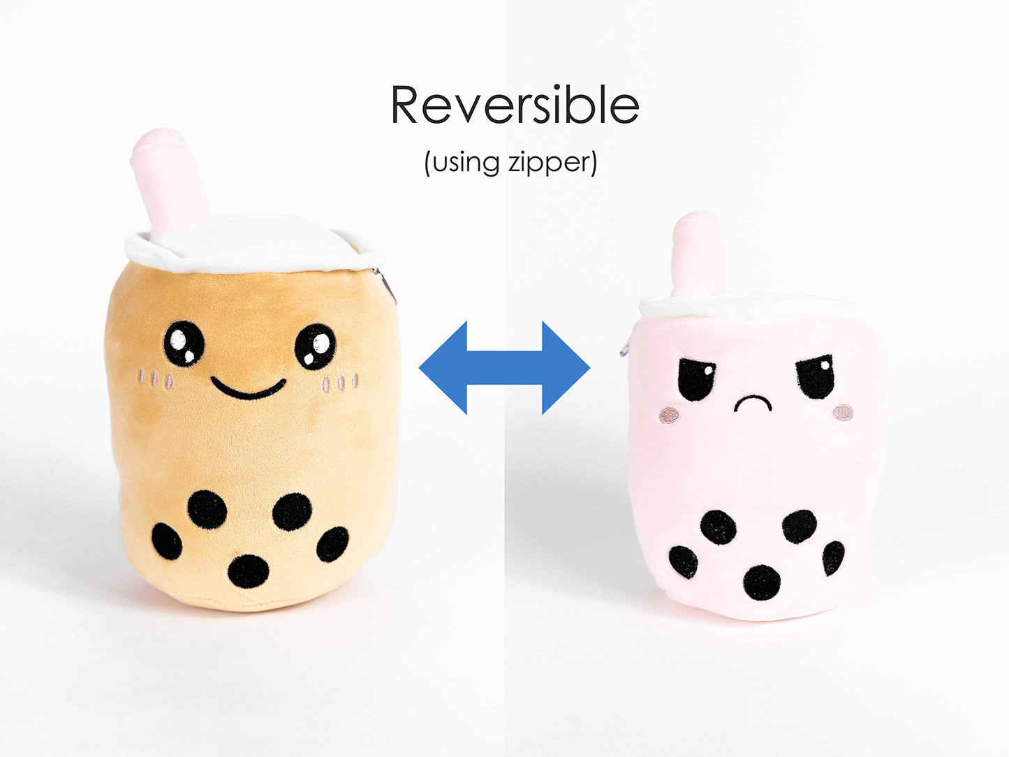 The Original Boba Tea Reversible Boba Plush - Happy To Mad (Reversible Boba Plushie)