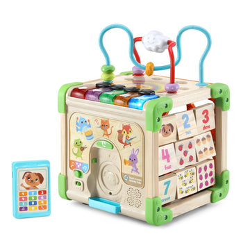 LeapFrog Touch and Learn Wooden Activity Cube - Medium Multicolor Educational Toy, Model 80-617100, Made of Wood