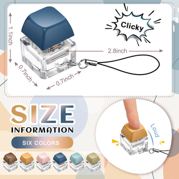 Taiyin 6 Pcs Keyboard Fidget Toy Fidget Clicker Keyboard Keychain Decompression Toys Button Stress Relief Gifts for mature-themed to Relief Stress Pass The Time (Morandi Colors)