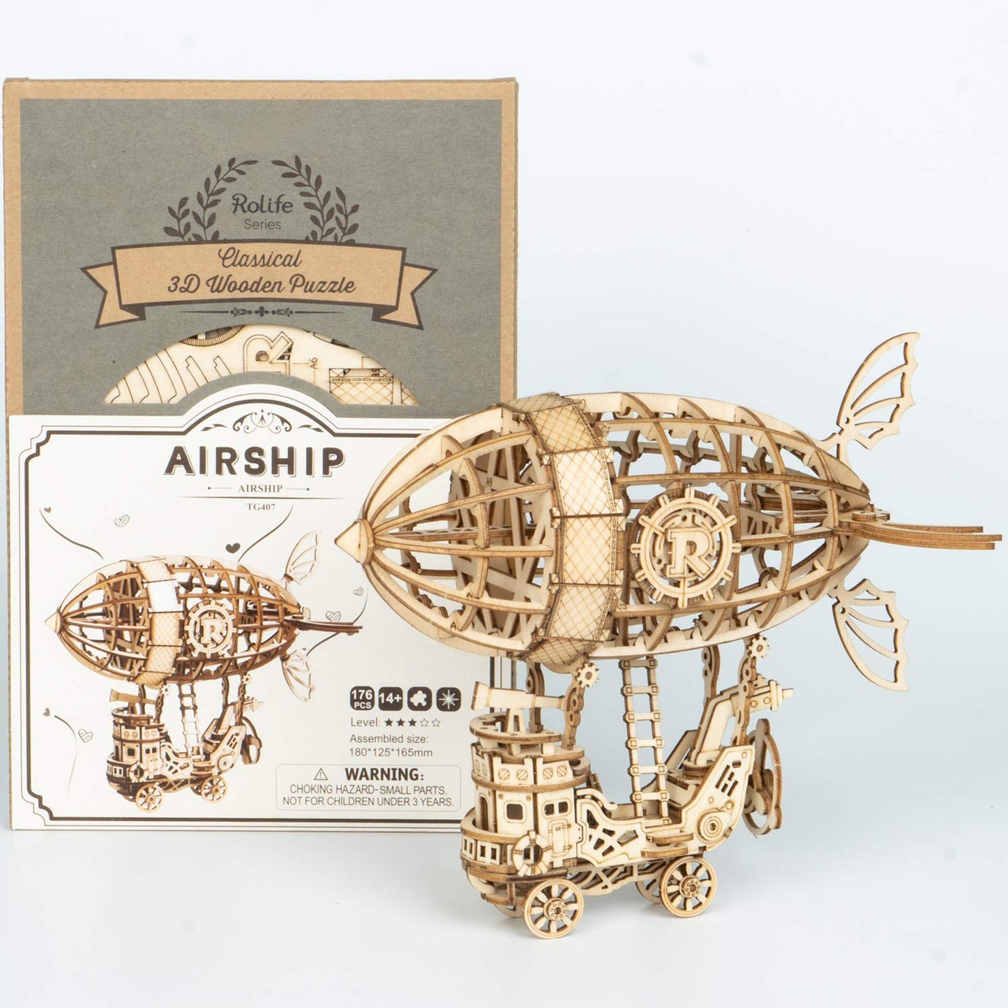 Rolife 3D Wooden Puzzle Airship For Kids, Wooden Airship Model For Adults Model Building Kit, Educational Brain Teaser For Adults To Build, For Kids Ages 8-10 (Airship/7.1In*5In*6.5In)
