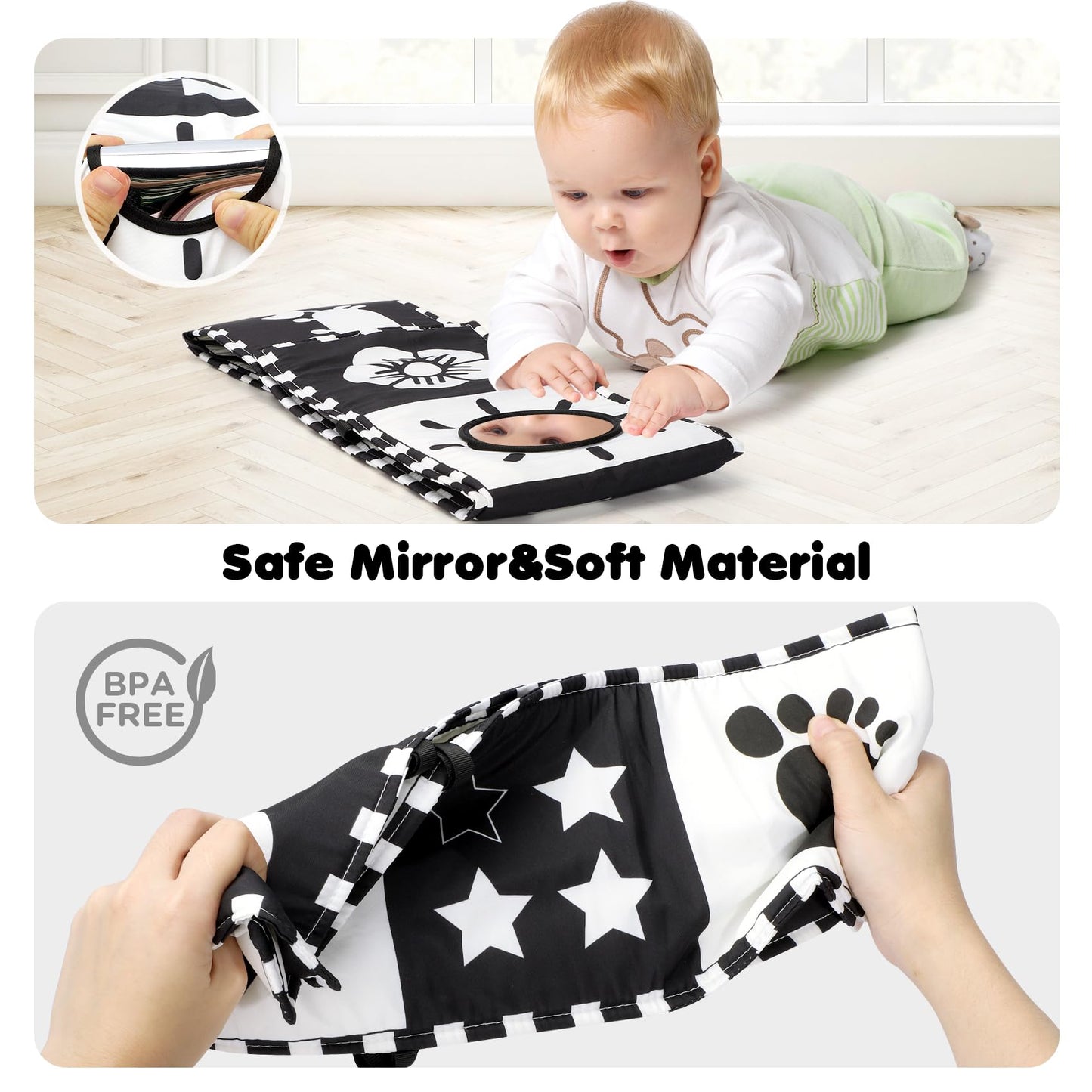 Urmywo Black And White Baby Toys 0-3 Months, High Contrast Newborn Toys 0-3 Months Brain Development, Tummy Time Toys, Soft Baby